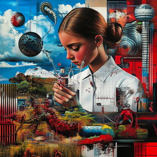 Hushstring style, Midjourney V6.1: editorial illustration for popular scientific magazine cover