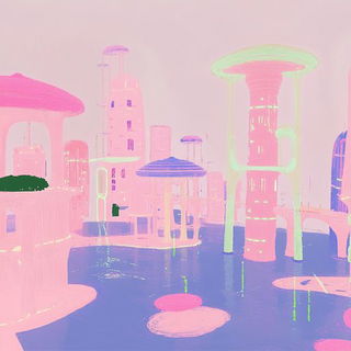 Patchwork Tessellaria style, Midjourney V6.1: megacity with futuristic bioarchitecture