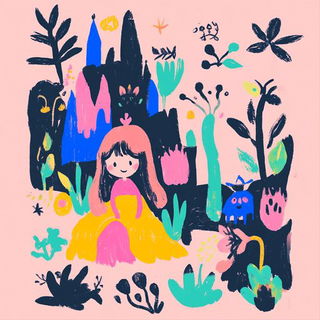 Patchwork Tessellaria style, Midjourney V6.1: retro fairy-tale illustration