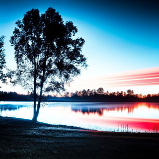 Mooncut Noire style, Midjourney V6.1: realistic landscape photograph of quiet dawn