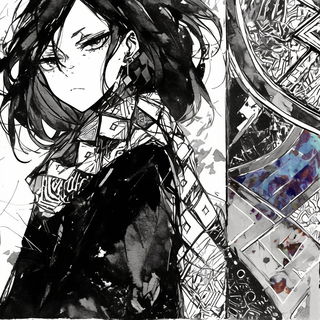 Solitudecollage style, Midjourney V6.1: black-and-white manga comic strip