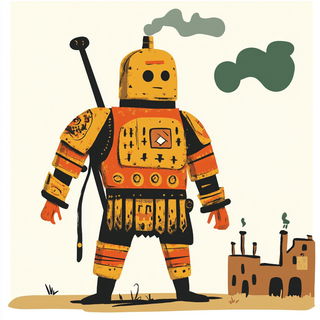 Lumen Lobe style, Midjourney V6.1: concept art character design of retropunk steam knight