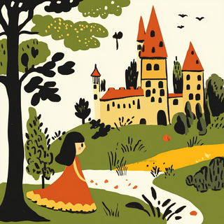 Lumen Lobe style, Midjourney V6.1: retro fairy-tale illustration