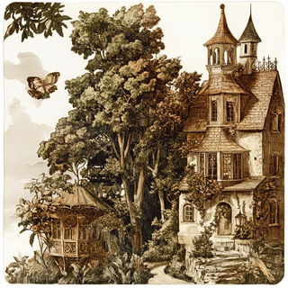Paintstroke Fablelands style, Midjourney V6.1: retro fairy-tale illustration