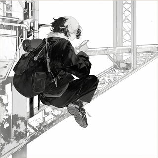 Paintstroke Fablelands style, Midjourney V6.1: black-and-white manga comic strip