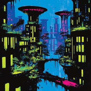 Bluazon style, Midjourney V6.1: megacity with futuristic bioarchitecture