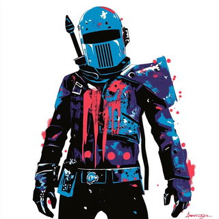 Bluazon style, Midjourney V6.1: concept art character design of retropunk steam knight