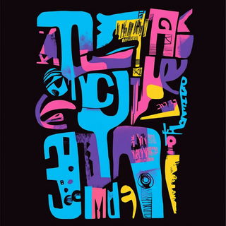 Bluazon style, Midjourney V6.1: typographic composition with large letters