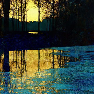 Foliamasonry style, Midjourney V6.1: realistic landscape photograph of quiet dawn