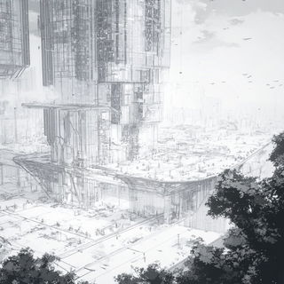 Paperflash Needlework style, Midjourney V6.1: megacity with futuristic bioarchitecture