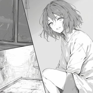 Paperflash Needlework style, Midjourney V6.1: black-and-white manga comic strip