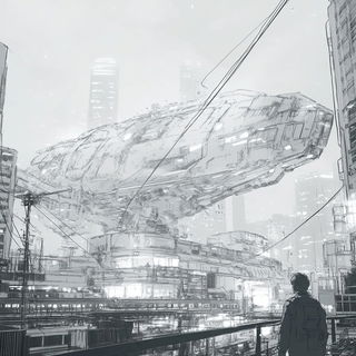 Paperflash Needlework style, Midjourney V6.1: cinematic shot from sci-fi movie