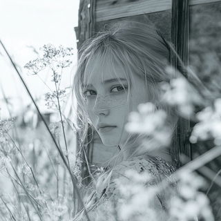 Paperflash Needlework style, Midjourney V6.1: photographic portrait of female protagonist