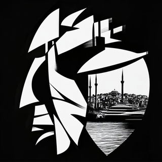 Qorava Pattern Bureau style, Midjourney V6.1: bold minimalist logo design for Istanbul city municipal services