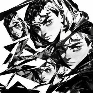 Qorava Pattern Bureau style, Midjourney V6.1: black-and-white manga comic strip