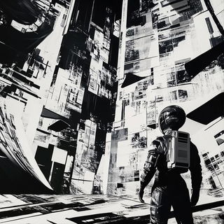 Qorava Pattern Bureau style, Midjourney V6.1: cinematic shot from sci-fi movie