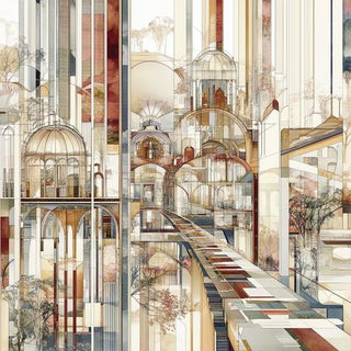 Wirework Chiaroscuro style, Midjourney V6.1: megacity with futuristic bioarchitecture