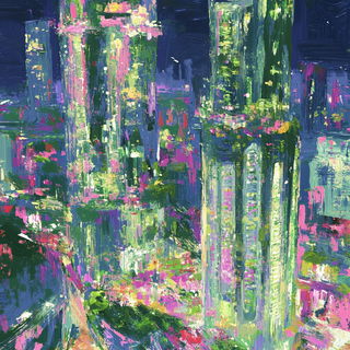 Glissandaflux style, Midjourney V6.1: megacity with futuristic bioarchitecture