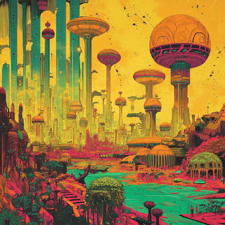 Legendweft style, Midjourney V6.1: megacity with futuristic bioarchitecture
