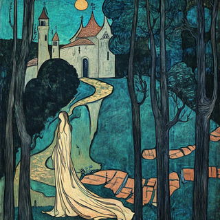 Contourfjord style, Midjourney V6.1: retro fairy-tale illustration