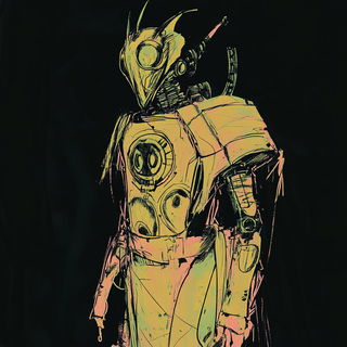 Ornacel style, Midjourney V6.1: concept art character design of retropunk steam knight