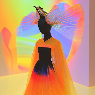 Astralagraphics style, Midjourney V6.1: haute-couture fashion outfit