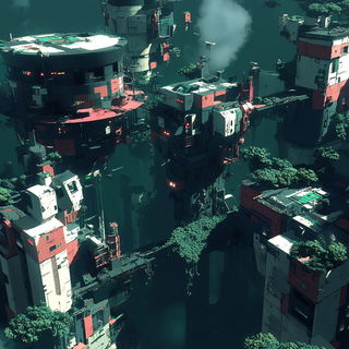 Starpath Cartography style, Midjourney V6.1: megacity with futuristic bioarchitecture