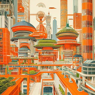 Orrery Smelt style, Midjourney V6.1: megacity with futuristic bioarchitecture