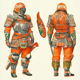 Orrery Smelt style, Midjourney V6.1: concept art character design of retropunk steam knight