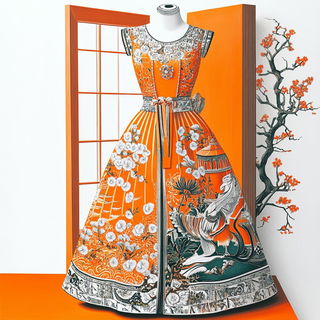 Orrery Smelt style, Midjourney V6.1: haute-couture fashion outfit