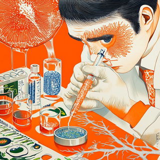 Orrery Smelt style, Midjourney V6.1: editorial illustration for popular scientific magazine cover