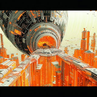 Orrery Smelt style, Midjourney V6.1: cinematic shot from sci-fi movie