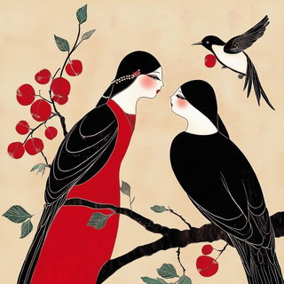 Red Cape Stitchwork style, Midjourney V6.1: traditional folk art