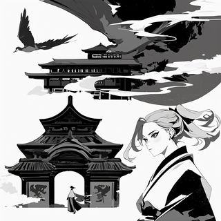 Red Cape Stitchwork style, Midjourney V6.1: black-and-white manga comic strip