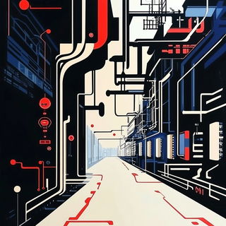 Red Cape Stitchwork style, Midjourney V6.1: technical infrastructure blueprint schematics