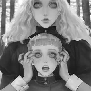 Faunamosaic style, Midjourney V6.1: black-and-white manga comic strip