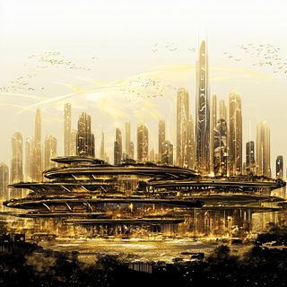 Ragfiber Mythography style, Midjourney V6.1: megacity with futuristic bioarchitecture