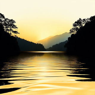 Ragfiber Mythography style, Midjourney V6.1: realistic landscape photograph of quiet dawn