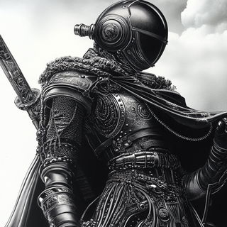 Storybloomery style, Midjourney V6.1: concept art character design of retropunk steam knight