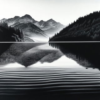 Storybloomery style, Midjourney V6.1: realistic landscape photograph of quiet dawn
