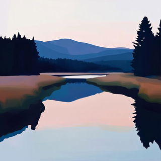 Vitribestiary style, Midjourney V6.1: realistic landscape photograph of quiet dawn