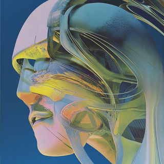 Blue Drum Riso style, Midjourney V6.1: abstract 3D render