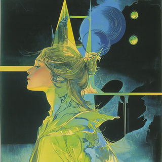 Blue Drum Riso style, Midjourney V6.1: retro fairy-tale illustration