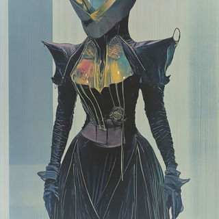 Blue Drum Riso style, Midjourney V6.1: haute-couture fashion outfit
