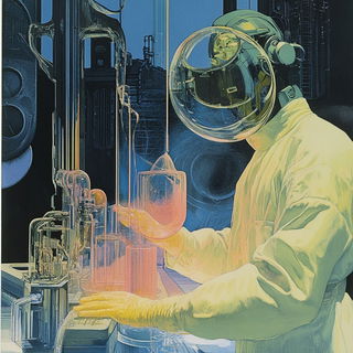 Blue Drum Riso style, Midjourney V6.1: editorial illustration for popular scientific magazine cover