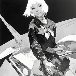 Blue Drum Riso style, Midjourney V6.1: black-and-white manga comic strip