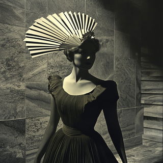 Ruinmoss style, Midjourney V6.1: haute-couture fashion outfit