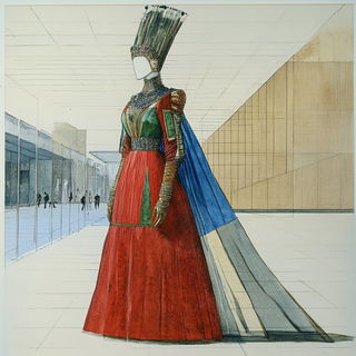 Celestorm style, Midjourney V6.1: haute-couture fashion outfit