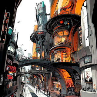 Chromevellum style, Midjourney V6.1: megacity with futuristic bioarchitecture