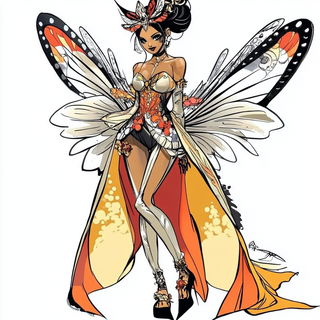 Chromevellum style, Midjourney V6.1: haute-couture fashion outfit